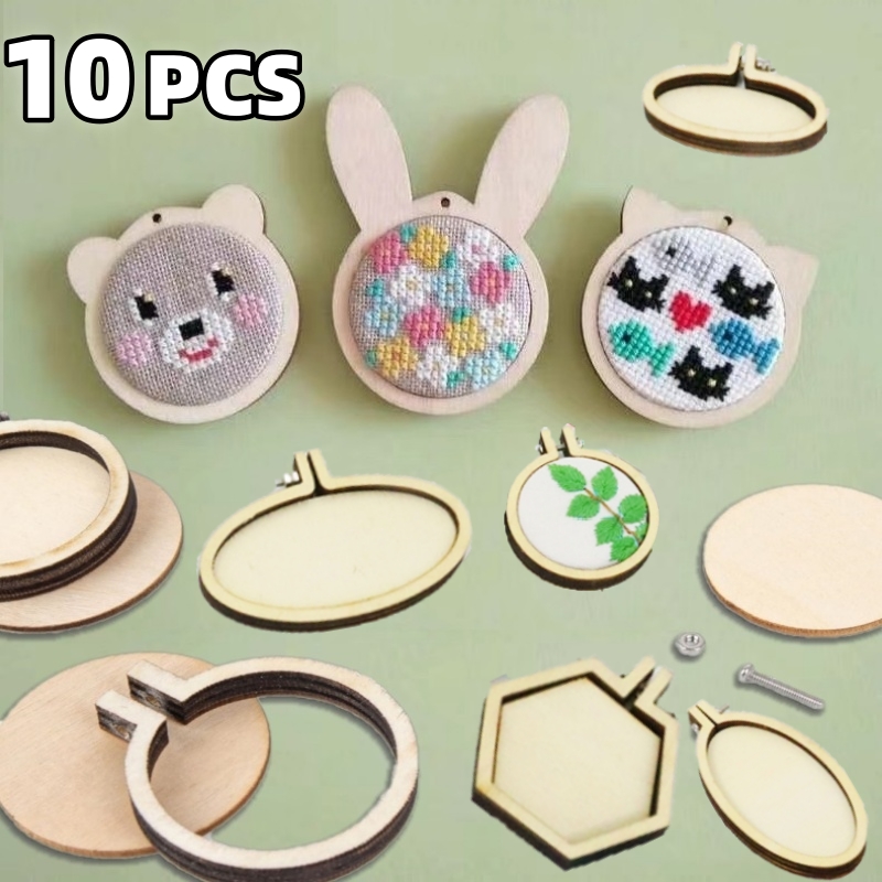 Wood Ring Blank - 10 pçs mini aro de bordado