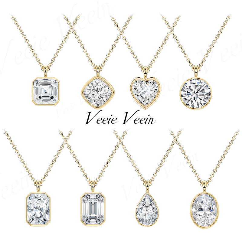 Bezels Set Pendant - Colar com Pingente Irregular de Moissanite